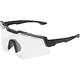 HARFINGTON Sport Sunglasses Cycling Polarized Sun Glasses for Men Women Mountain Bike Driving Fishing Running, Clear Gray/Black