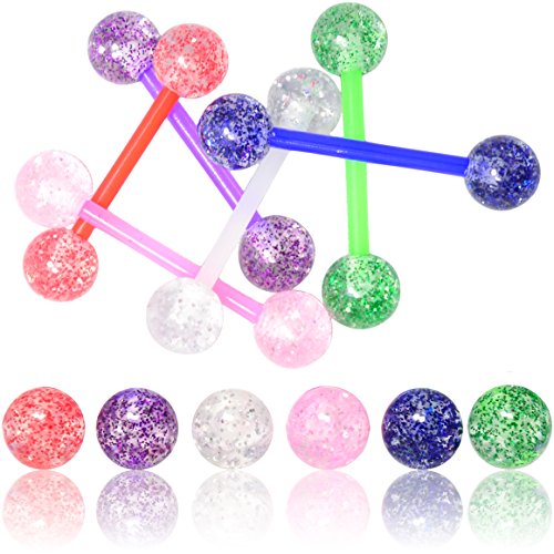 14g-58-Hypoallergenic-PTFE-Flex-Ultra-Glitter-Tongue-and-Nipple-Piercing-Barbell-Choose-Color