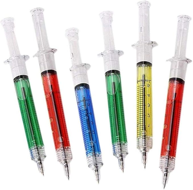 Cosanter 6PCS Syringe Pens Novelty Funny Ballpoint Pens Trick Toys for