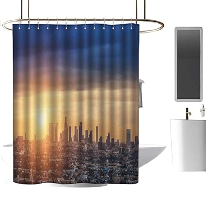 Amazon Com Denruny Shower Curtains Fabric City Sunrise At Los