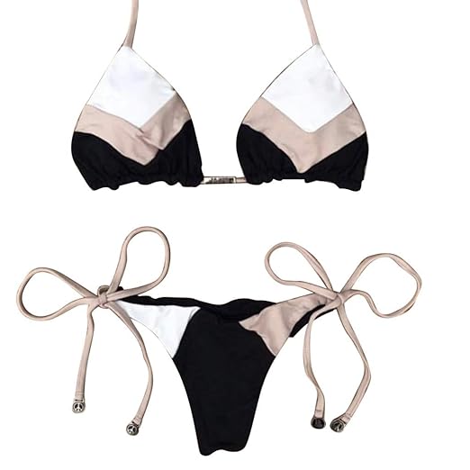 QingJiu Damen Push-Up Gepolstertes Bikini-Set, Mode Hot Stamp Sport Bademode(S-L)