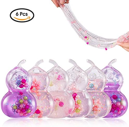 Soft Slime Colorful Pearl Crystal Slime Magic Crystal Fluffy Slime Scented Stress Relief Sludge Clay Slime Jumbo Slime Toy for Kids, Students, DIY, Birthday Party Favors(6 Pack)