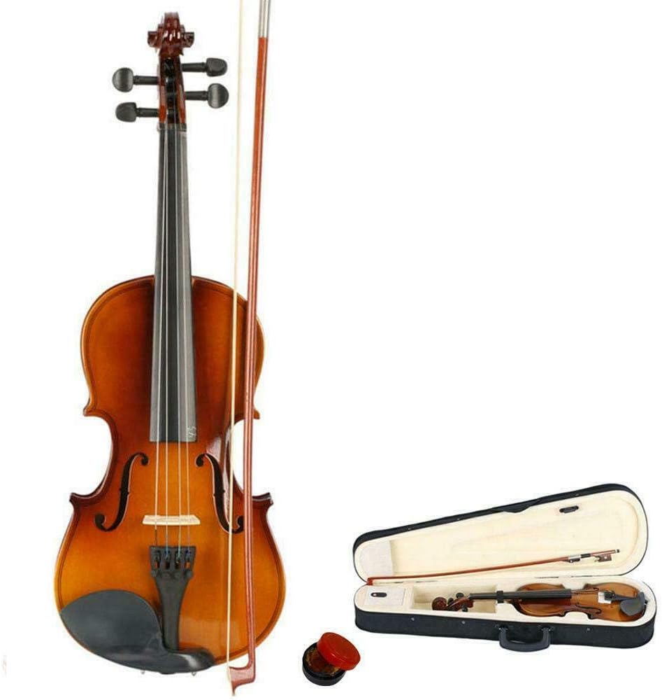 3/4 Size Natural Acoustic Violin With Hard Case, Bow, Rosin