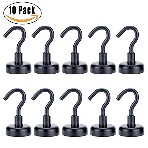 AUTIDEFY Magnetic Hooks,48 Pound Heavy Duty Strong Powerful Hanging Hooks for Kitchen/Bathroom/Bedroom/Garage/Lockers/Office (Black)