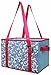 Earthwise Deluxe Collapsible Reusable Shopping Box Grocery Bag Set with Reinforced Bottom Storage Boxes Bins Cubes (Set of 3) (Pink)…
