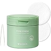 MIZON Pore Fresh Peeling Toner Pads AHA BHA PHA with Tea Tree & Turmeric Extracts, Gentle Exfoliation & Deep Cleansing, Korean Peeling Pads Cotton Soothing Exfoliating Pore Tightening (60 PCS)