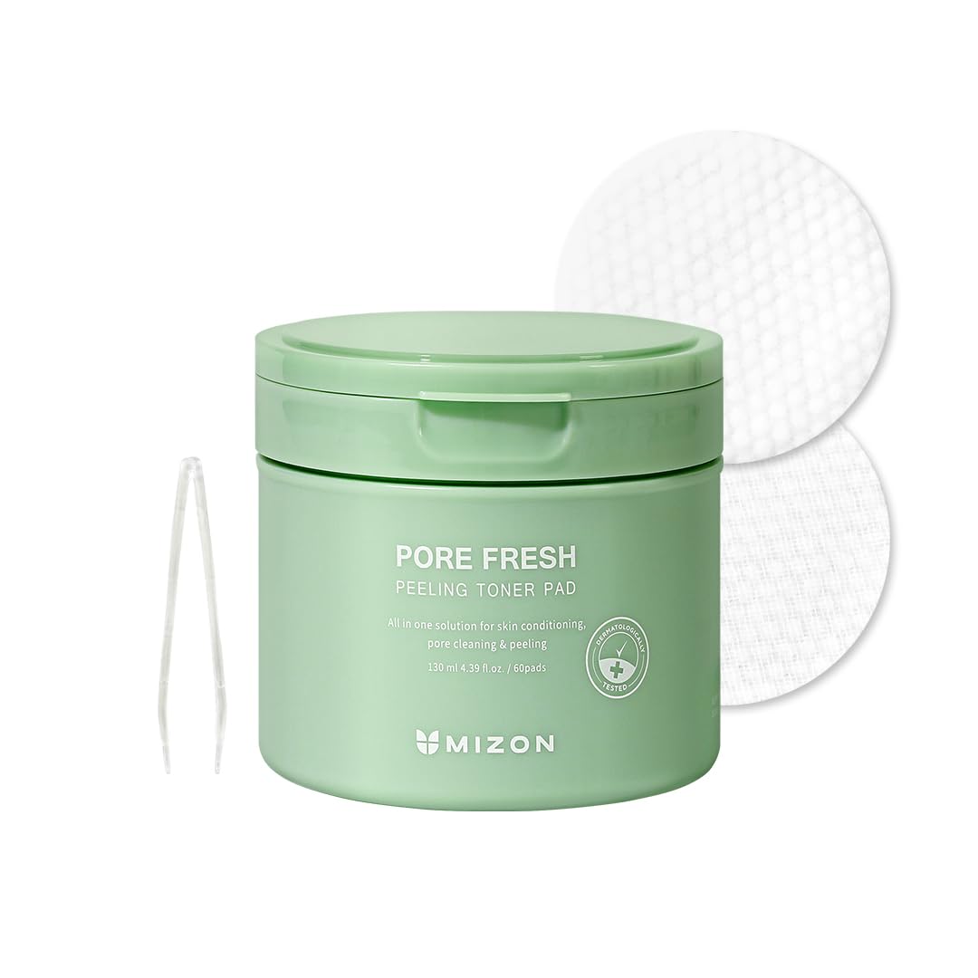 [MIZON] PORE FRESH PEELING TONER PAD (x60) Korean skincare - AHA + BHA + PHA - Soothes & Gently Exfoliates - Tightens Pores - Exfoliating lotion pads - Suitable for sensitive skin.