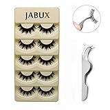 JABUX 5 Pairs Black Long Thick Handmade Messy False Eyelashes Voluminous Reusable Fake Eye Lash Extension For Makeup(Free Eyelash Applicator Tool Fish Tail Clip) (Z05)