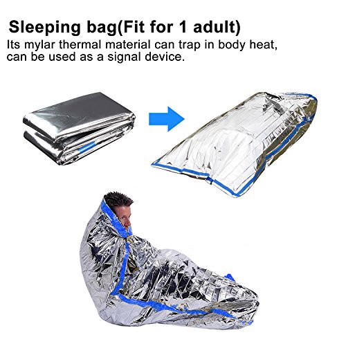 EMDMAK Emergency Mylar Thermal Survival Tent and Sleeping bag Survival Shelter for Camping Hiking Travelling or Adventures (Pack of 2)