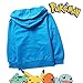 Pokemon Long Sleeve Front Zip Hoodie Sweater Jacket Coat (7-8 sz 130, Blue)