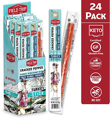 Field Trip Turkey Jerky Sticks | Keto Gluten Free Jerky, Low Carb, Healthy High Protein Snacks With No Nitrates, Made With All Natural Ingredients | Cracked Pepper | 1oz, 24 Pack - Thumbnail 4