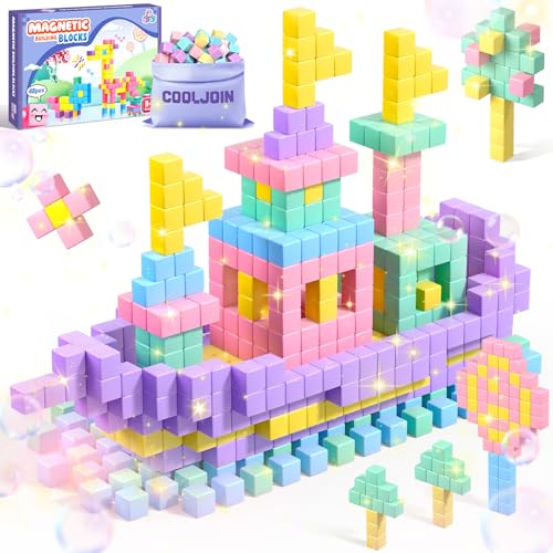 Bloques Magneticos Construccion Niños, Regalos Niñas 3 4 5 6 7 8 9 10 Años,48 Piezas Juego de Juguetes de Viaje de Bloques Magnéticos,Juguetes Niños 3 Años,Juguete Creativo Montessori
