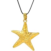 YZMOXNL Golden Starfish Spiral Necklace Ocean Big Star Jewelry Chunky Pentagram Vortex Pendent Choker Beach Vacation Accessories for Women