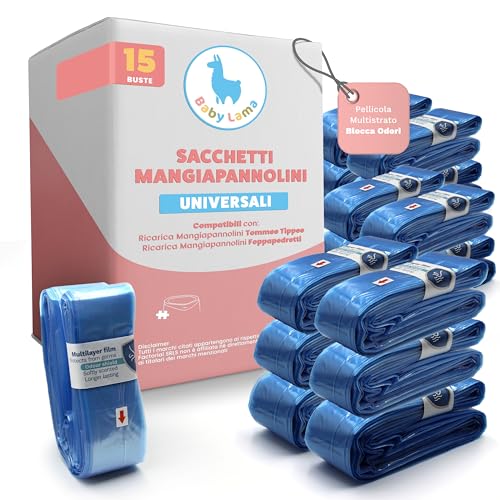 Sacchetti Mangiapannolini Universali (15) – Compatibili con Ricarica Mangiapannolini Foppapedretti e Tommee Tippee – Resistenti e Anti-Odore