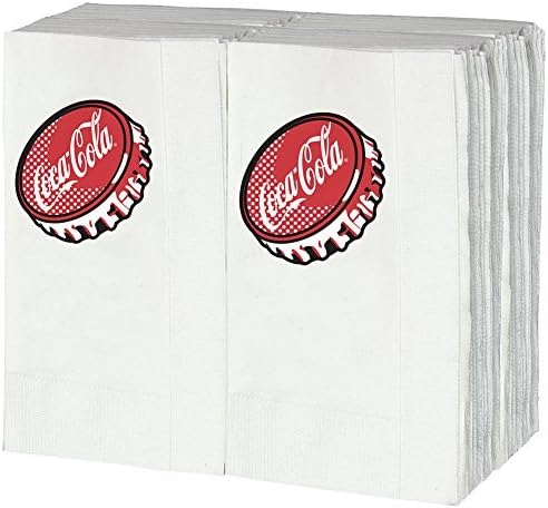 Tablecraft Coca-Cola Bottlecap Graphic Tall Fold Coke Napkins - Pack Of 100