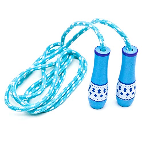 Cotton Jump Rope for Kids - Wooden Handle - Adjustable Cotton Braided Fitness Skipping Rope - Outdoor Fun Activity, Great Party Favor, Exercise Activity
