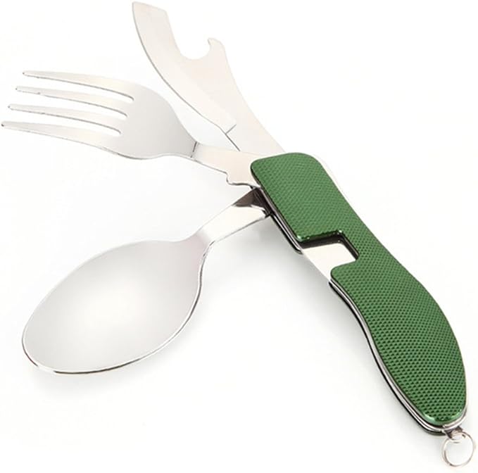 Camping Utensil 3in1 Multifunction Stainless Steel Pocket Fork Spoon Knife Foldable Eating