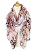 GERINLY Scarves for Women Bright Florals Fashion Head Scarf Cotton Wraps and Shawls with Natural Scenery (White)
