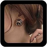 IRCOMULTI Vintage Leopard Print Earrings Round Leopard Print Pattern Earrings Animal Print Button Earrings Brown Leopard Button Stud Earrings Jewelry for Women