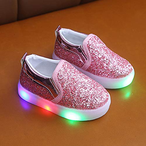 image for MIS1950s Girl's Light Up Sequins Slip On Loafers Kids Babys Flashing L
