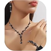 Kprusoian Crystal Prom Jewelry Set Sparkly Rhinestone Necklace Earrings Bracelet Bridal Wedding Jewelry Set Dainty Rhinestone Choker Necklace for Women Party Prom Jewelry