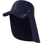 BASSDASH UPF 50+ Fishing Hat, Baseball Cap with Removable Neck Flap | Breathable Sun Hat, Portable Lightweight, UV Sun Protection Cap, with Perforated Vents, for Men Women Hiking Hunting Golf