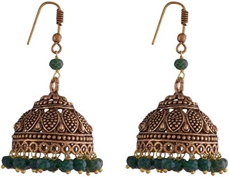 Ganapathy Gems Green Metal Jhumki Earring for Women