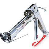 3 in 1 Caulking Gun (HEAVY DUTY CHROME PLATED) Fits Standard Size 10oz Caulk - Refillable 3 in 1 Design Includes Built in Cutter and Puncher Tool - Perfect for Industrial & Home Use!