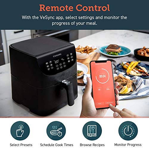 Cosori Smart WiFi Air Fryer 5.8QT(100 Recipes), 1700 Watt Programmable