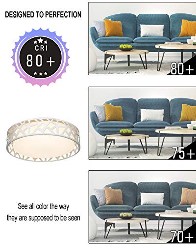 Flush Mount Light Fixture, VICNIE 12 inch 15W 1100 Lumens LED Ceiling Lights, Dimmable 3000K Warm White, ETL Listed for Kitchen, Hallway, Bedroom, Stairways (Metal Body and Acrylic Shade)