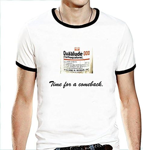 Artsbowl Men's Quaaludes Nostalgia Vintage T-Shirt Large White