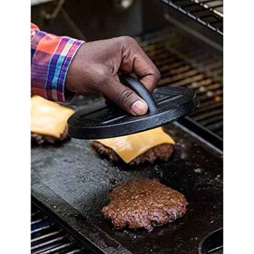Lodge Pre-Seasoned Round Cast Iron Press - Cast Iron Griddle Press for a Restaurant-Quality Sear - Unparalleled Heat Retention - Use on the Stove or the Grill - 6.25 Inch