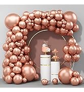 100Pcs Metallic Rose Gold Balloons, Metallic Rose Gold Balloon Garland Arch Kit 18/12/10/5 Inch R...