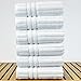 Bare Cotton Luxury Hotel & Spa Towel, 100% Genuine Turkish Cotton Hand Towels, Striped, White, Set of 6