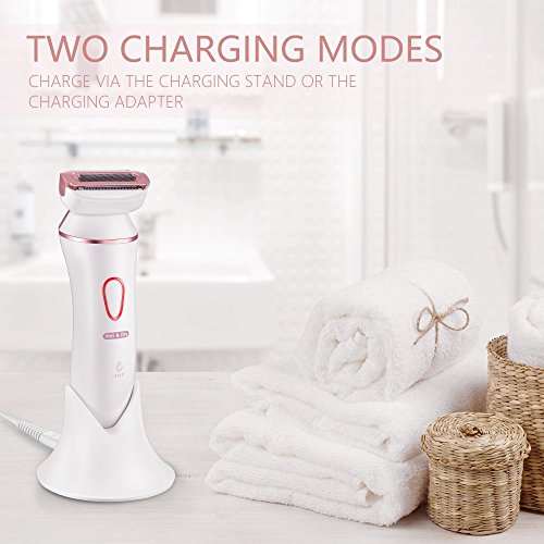 Ladies Electric Shaver, Lavany 4 in 1 Waterproof Rechargeable Cordless Electric Razor for Women with Body Hair Bikini Trimmer and Facial Cleansing Brush, Wet/Dry - Thumbnail 5