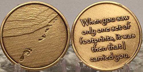 Footprints In The Sand - Serenity Peace Within The Storm Bronze Medallion Chip Set