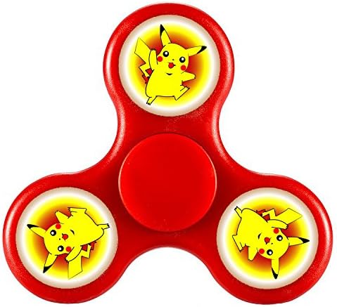 Pokemon Pikachu (Red) EDC Fidget Toy With Highly Speed Hot Wheel Design Finger Hand Tri-Spinner Relief Safety Toys for Focus, ADHD, Anxiety, Spend Time, Kids & Adults