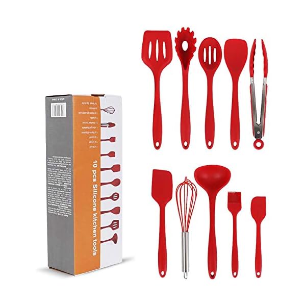 Newox-Silicone-Utensil-Set-10-Piece-Kitchen-Gadgets-Cooking-Cookware-BBQ-Tools-Red Newox Silicone Utensil Set 10 Piece Kitchen Gadgets Cooking Cookware BBQ Tools (Red)