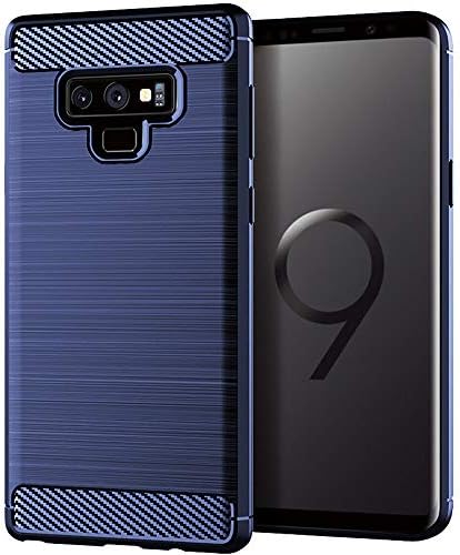 Moment Dextrad for Note 9 Case,Anti-Fingerprint Protective Bumper Soft TPU Cover with Shock-Absorption and Carbon Fiber Design for Samsung Galaxy Note 9 + Stylus (Navy Blue)