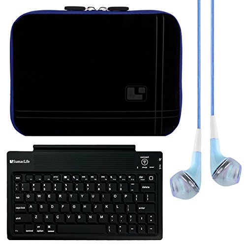SumacLife 8-inch Tablet Sleeve for efun Nextbook 8, Ares 8, Ares 8L, Flexx 8 with Bleutooth Keyboard & Blue Headphones (Blue)