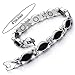 COOLSTEELANDBEYOND Steel Link Bracelet for Women with Black Enamel, Free Link Removal Kit