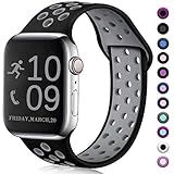 Zekapu Compatible with Watch Band 40mm 38mm, for Women Men, S/M, Breathable Silicone Sport Replacement Wrist Band Compatible for iWatch Series 5/4/3/2/1,Black-Gray