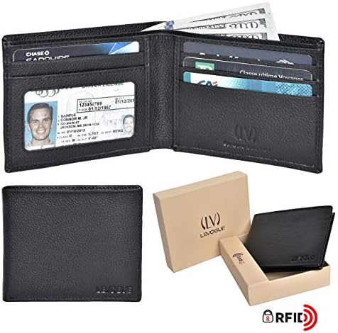 Genuine Leather RFID Blocking Handmade Bifold Wallet for Men - Slim Mens Wallet