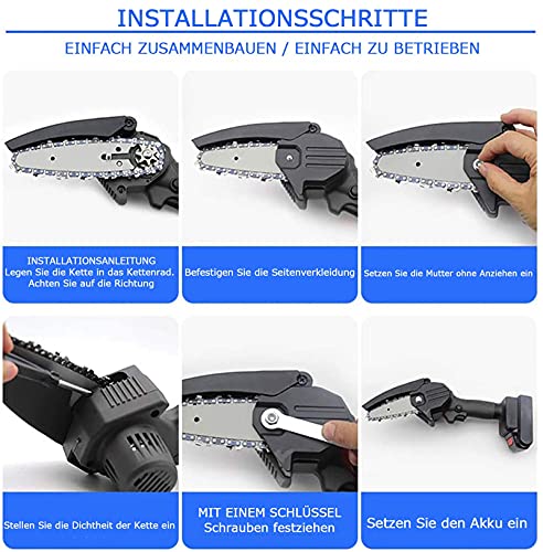 LUSTAR Kleiner Kettensägen-Akku Mit Akku Und Ladegerät, Kettensäge Mit 2 Akkus 4 Ketten Und Für Gartenbäume – Bild 8
