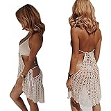 Zmart Women's Sexy See Through Crochet Halter Cover Ups Dress Monokini Beach Swimwear