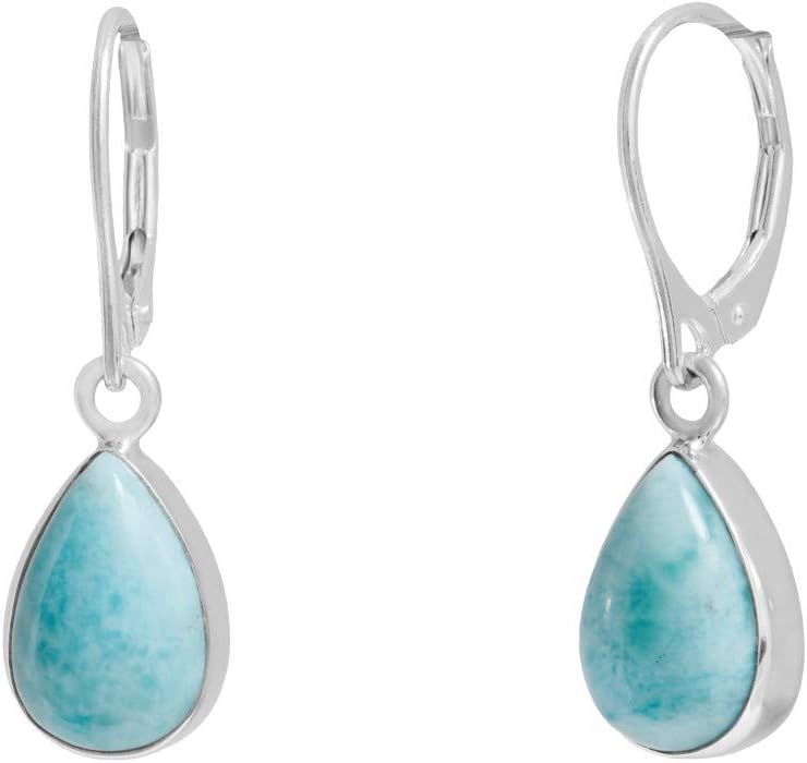 ERCE Larimar Gemstone Earrings drop, 925 Sterling Silver