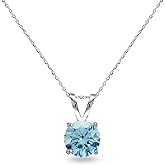 B. BRILLIANT Sterling Silver 7mm Round Solitaire European Crystal Pendant Necklace for Women Bridesmaids