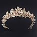 Crystal Rhinestone Crown Gold Tiara for Women Pearl Flower Bridesmaid Hair Accessories