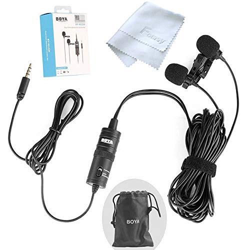 Boya BYM1DM DualHead Lavalier Microphone Lapel Clipon Microphone