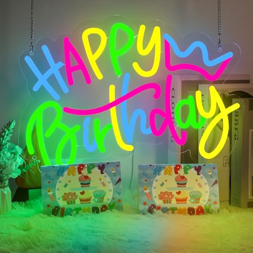 Reusable Happy Birthday Neon Sign